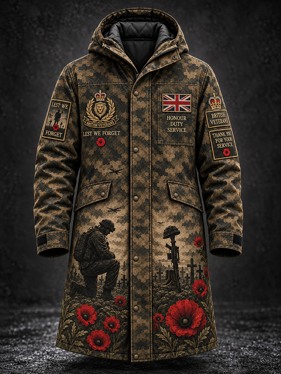 Men's Fleece-Lined Windbreaker With Remembrance Day Themed Print
