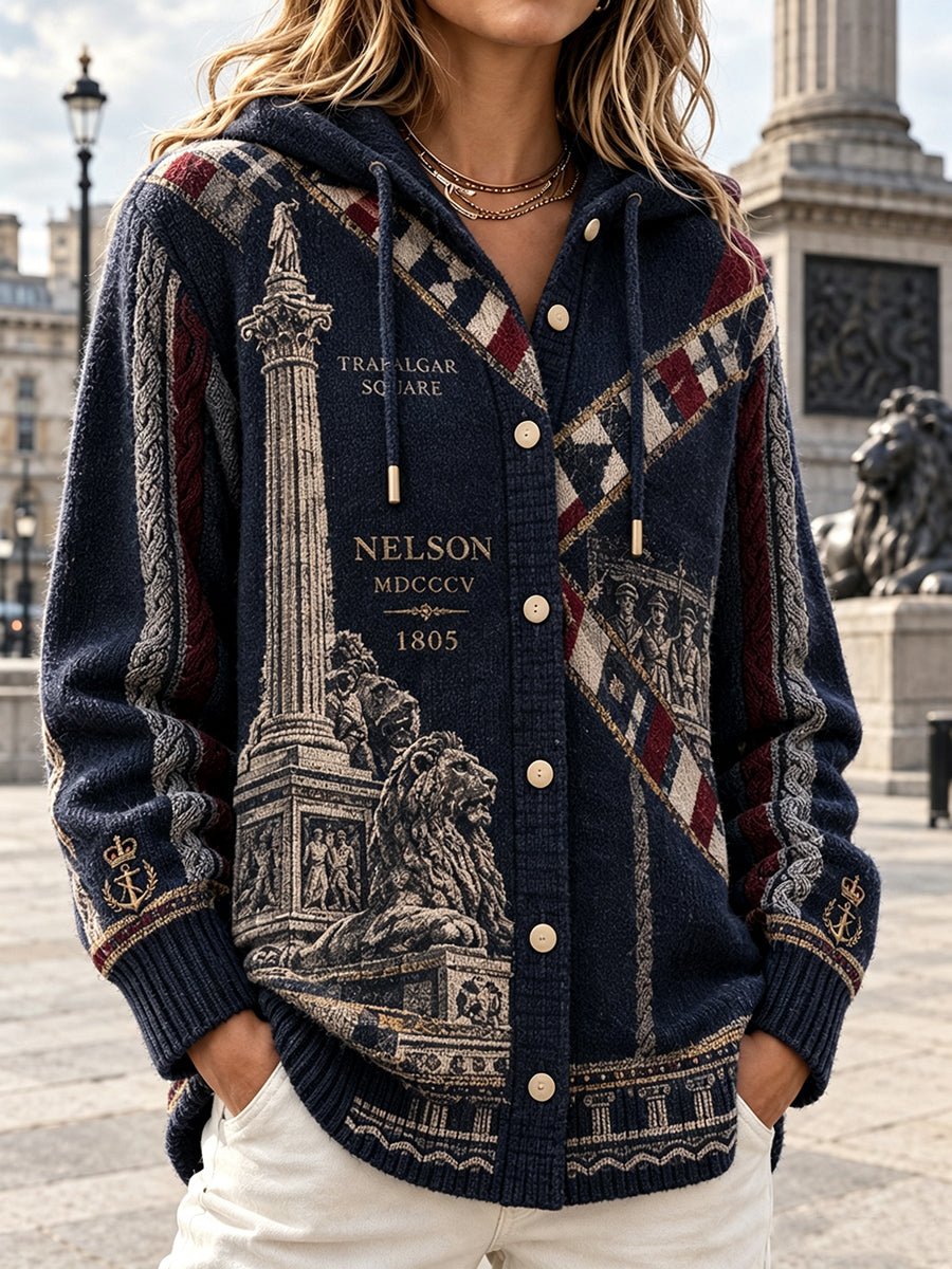 Women's British Trafalgar Day Printed Knitted Coat