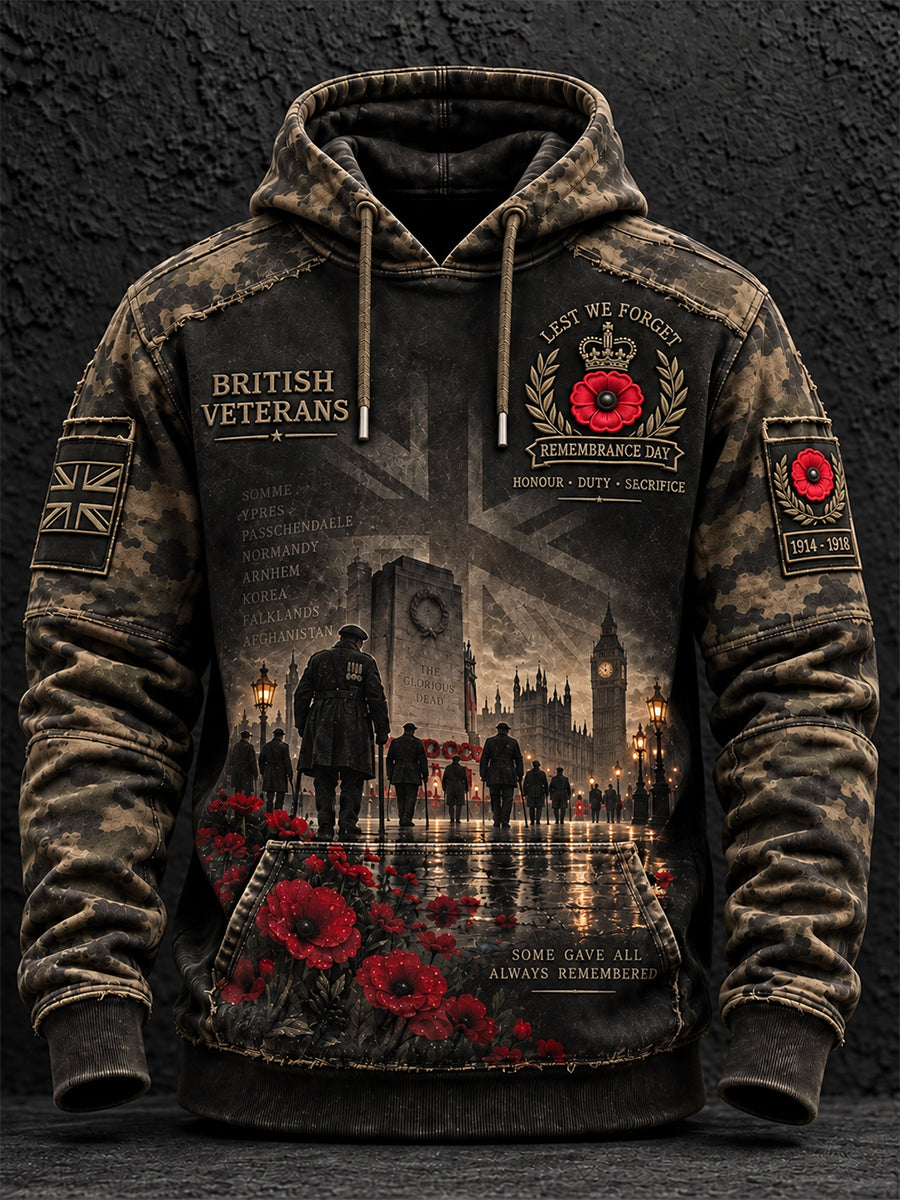 Men's Remembrance Day Lest We Forget Hooded Sweatshirt