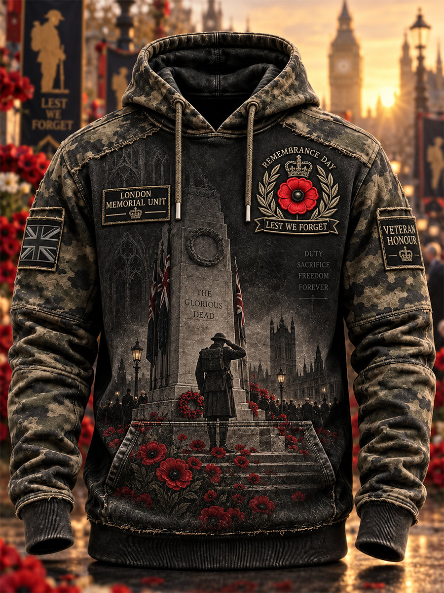 Men's Remembrance Day Lest We Forget Hooded Sweatshirt