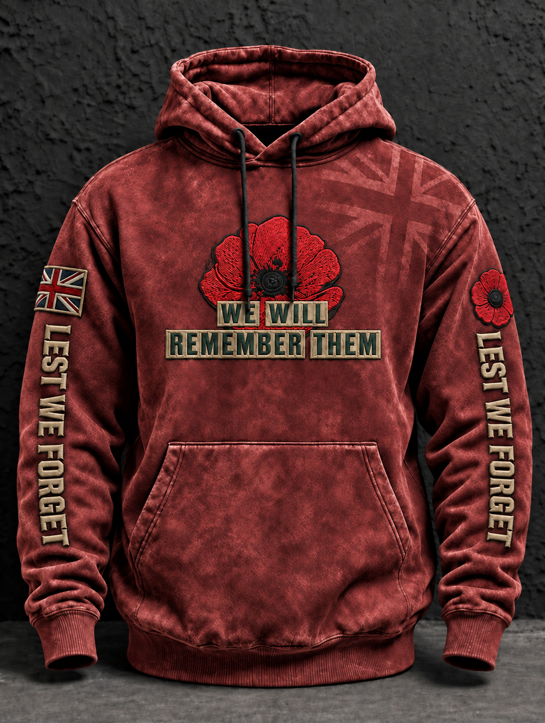 Men's Remembrance Day Lest We Forget Oversized Hoodie