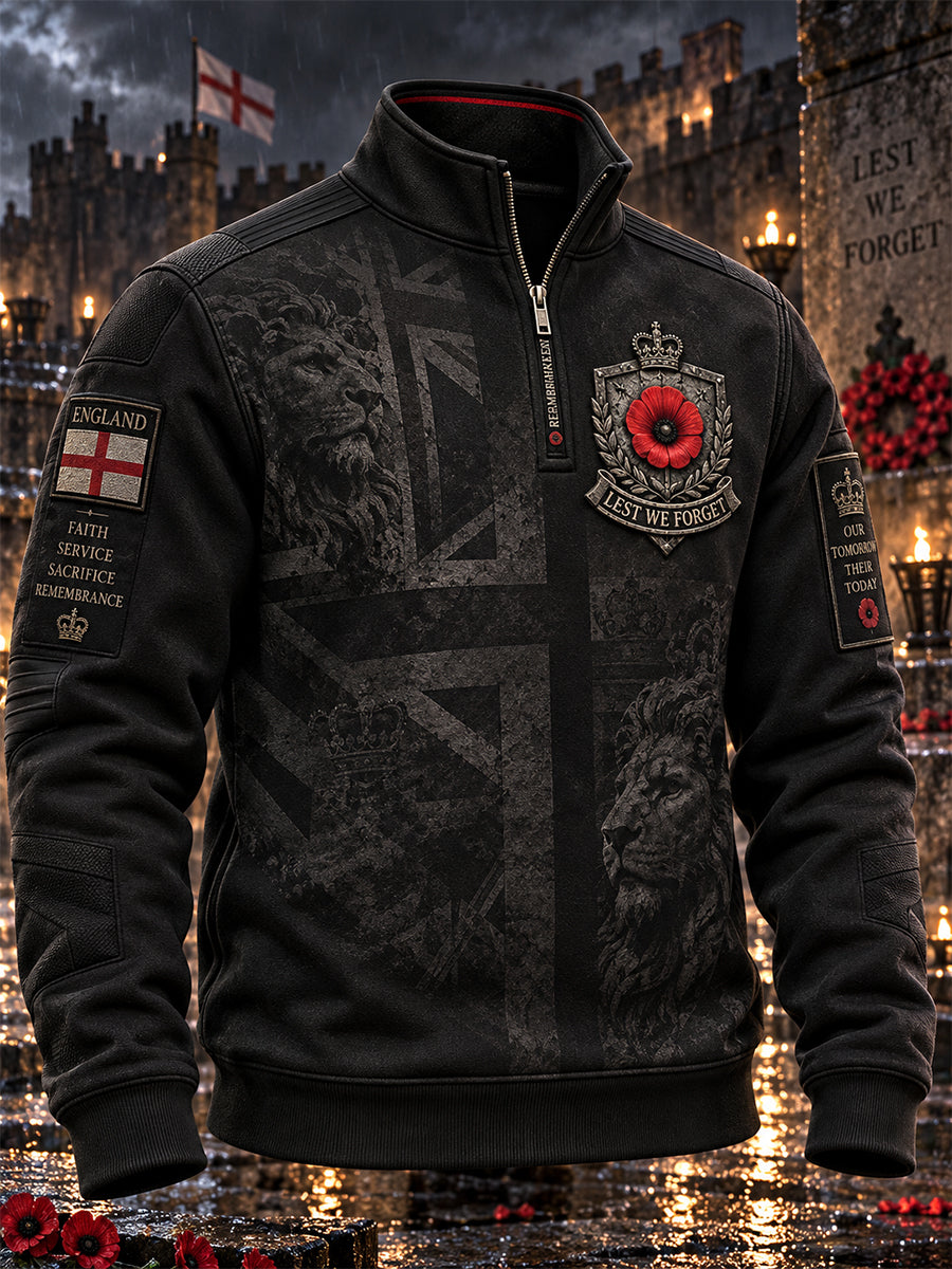 Men's Remembrance Day Lest We Forget Zipper Sweatshirt