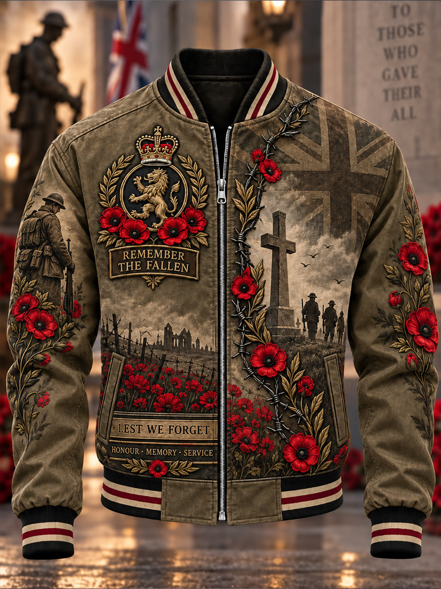 Men's British Veterans Remembrance Day Printed Monkey Jacket