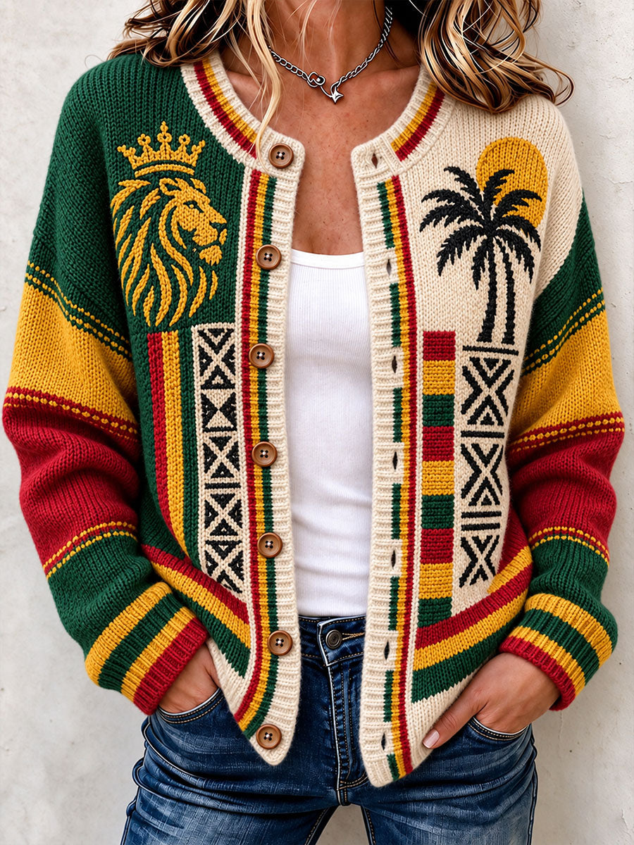 Women's Reggae Inspired Cozy Knit Cardigan