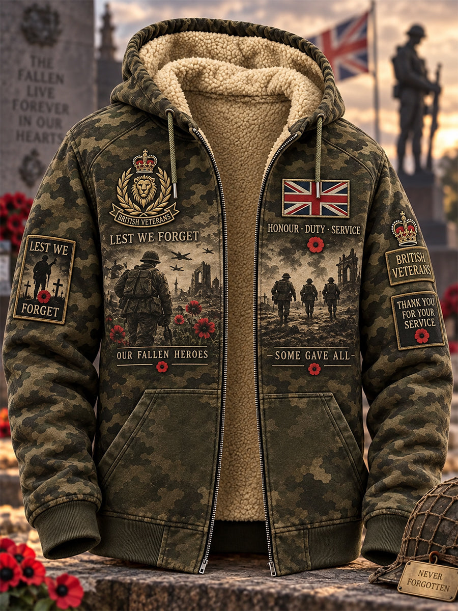 Men's Veteran Memorial Graphic Print Zip-Up Long-Sleeve Hoodie