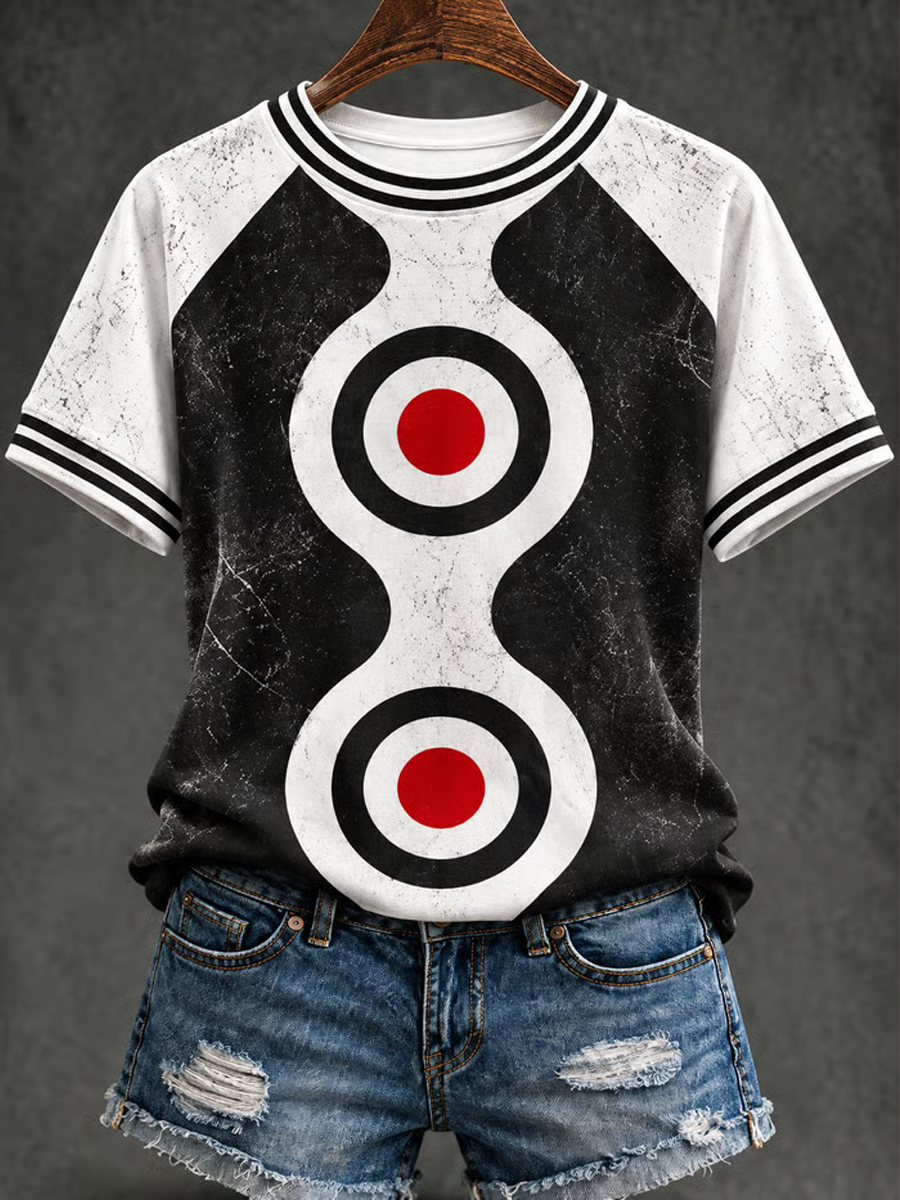 Women's UK Music Lover Mods Art Printed round neck short sleeve T-shirt
