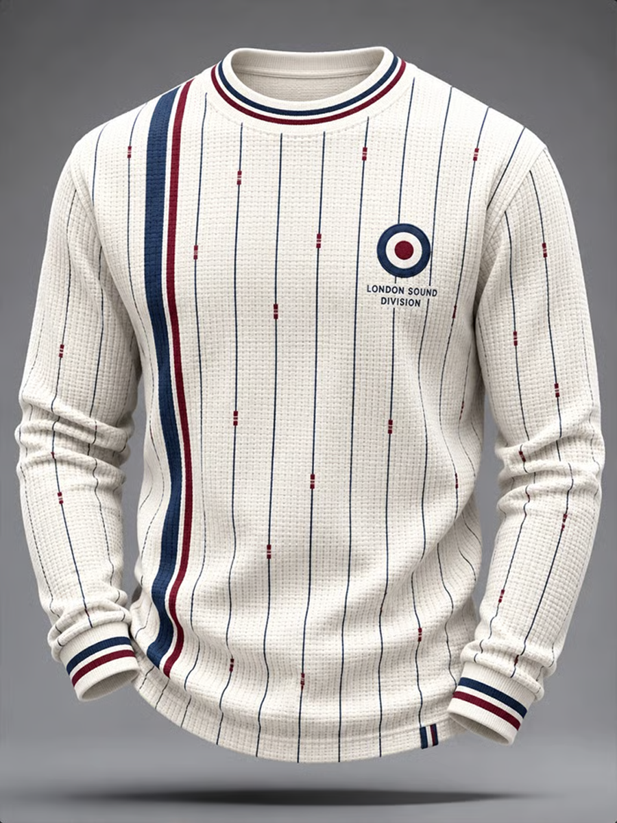 Men's UK Music Lover Mods Art Printed Waffle Sweatshirt