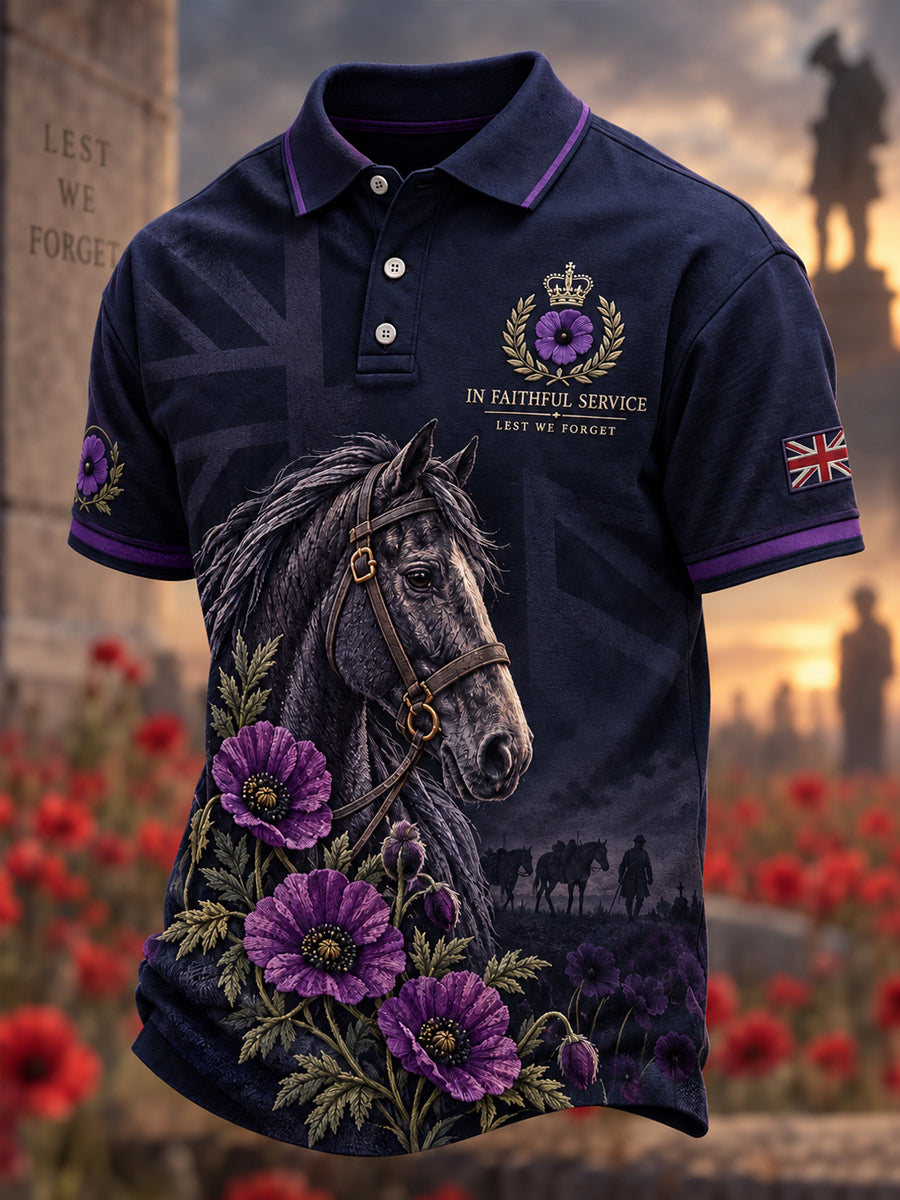 Men's Uk Remembrance Day Memorial To Animals In War Short Sleeve Shirt