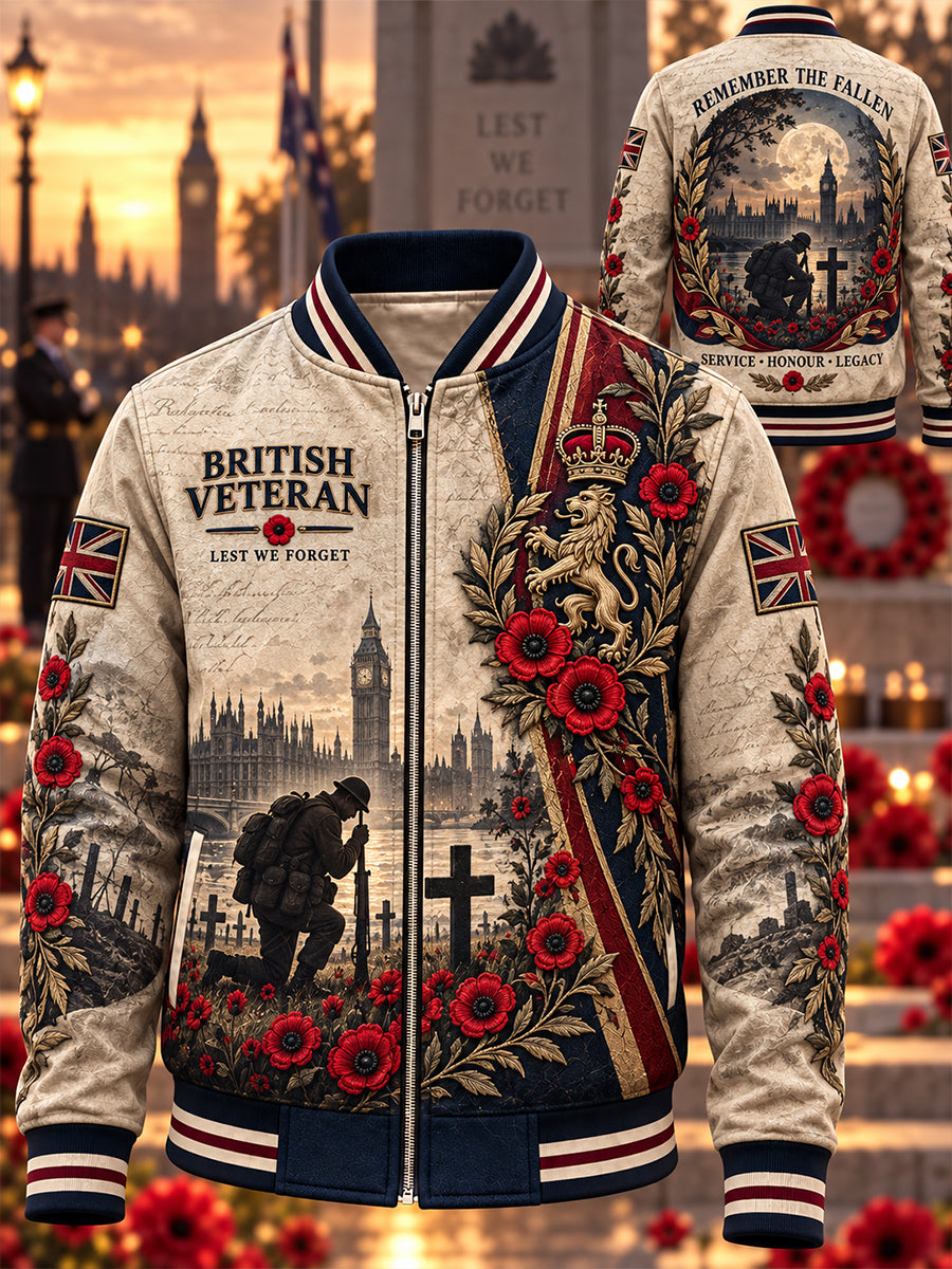 Men's British Veteran Remembrance Day Printed Monkey Jacket