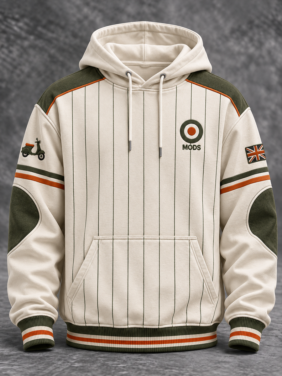 Men's UK Music Lover Mods Art Printed Hoodie with Pockets