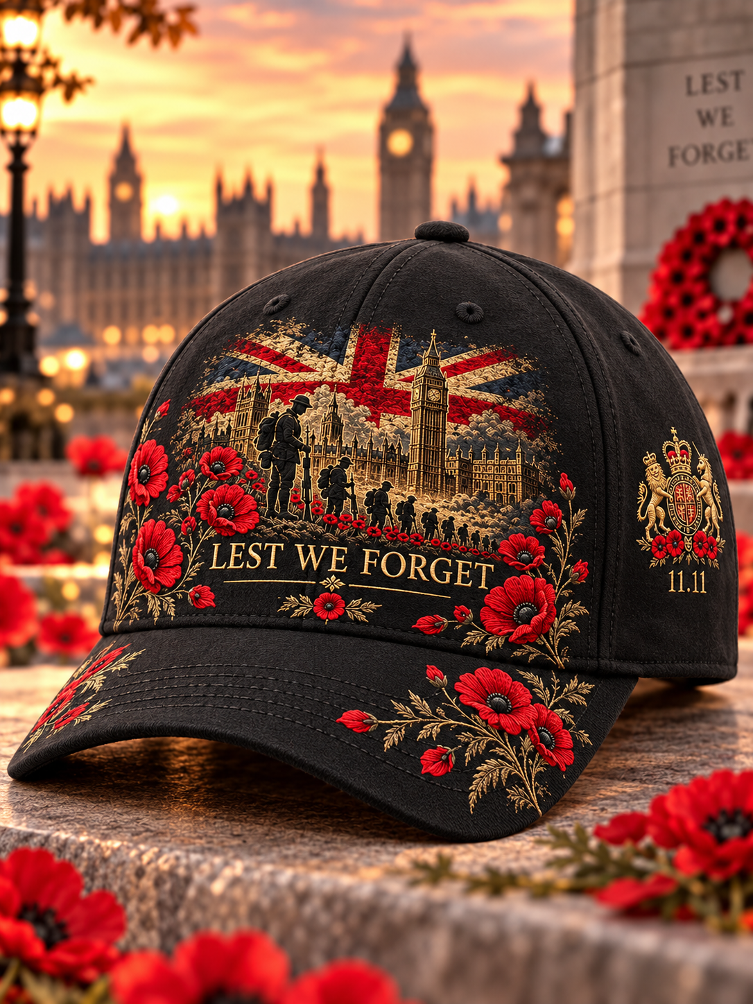 Unisex Remembrance Day Lest We Forget Print Hat
