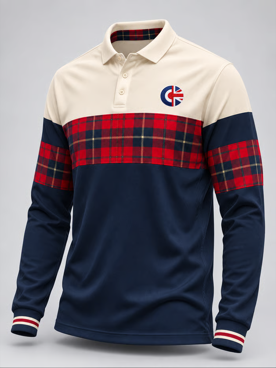 Men's UK Music Lover Mods Art Printed long sleeve polo