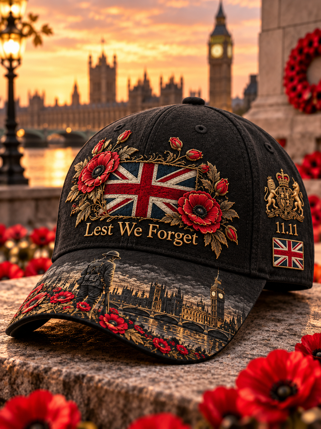 Unisex Remembrance Day Lest We Forget Print Hat