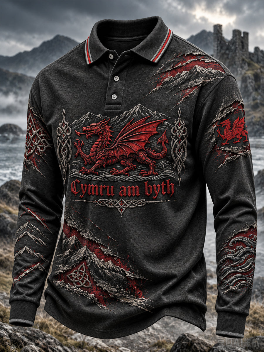 Men's Wales Long-Sleeve Polo Shirt