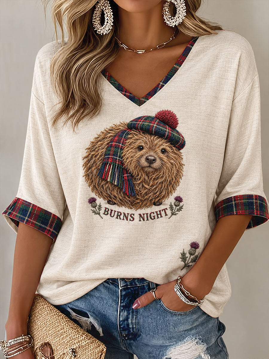 Women's Scotland Burns Night Art Printed T-Shirt