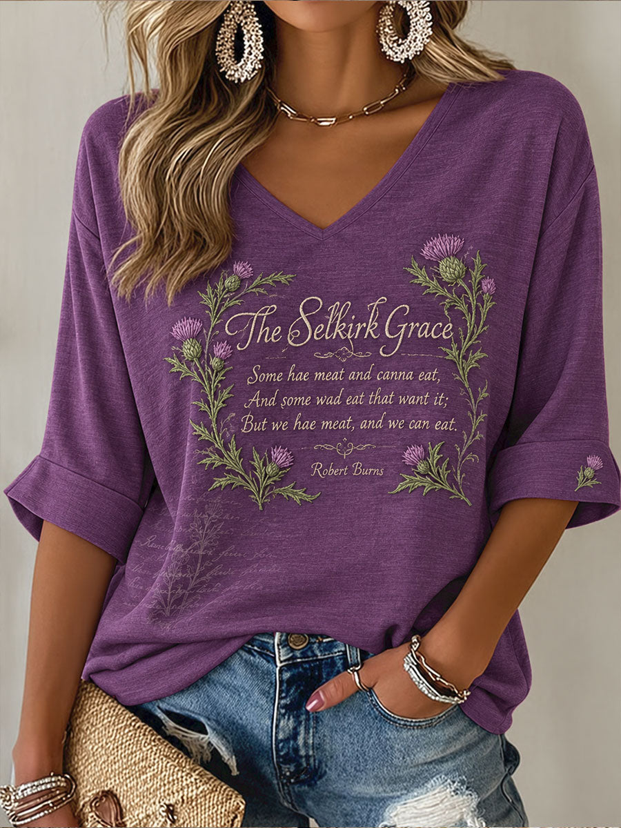 Women's Scotland Burns Night Art Printed T-Shirt