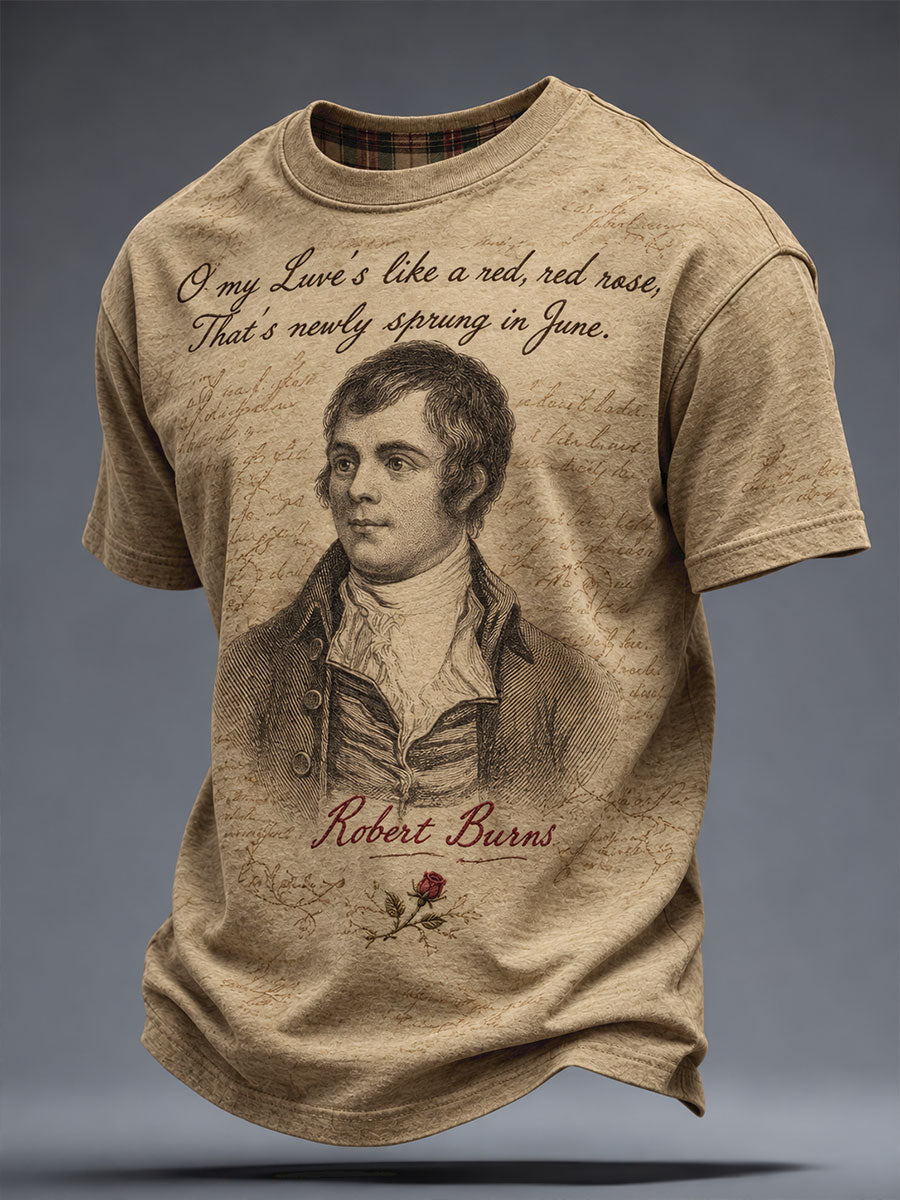 Men's Scotland Burns Night Art Printed T-Shirt