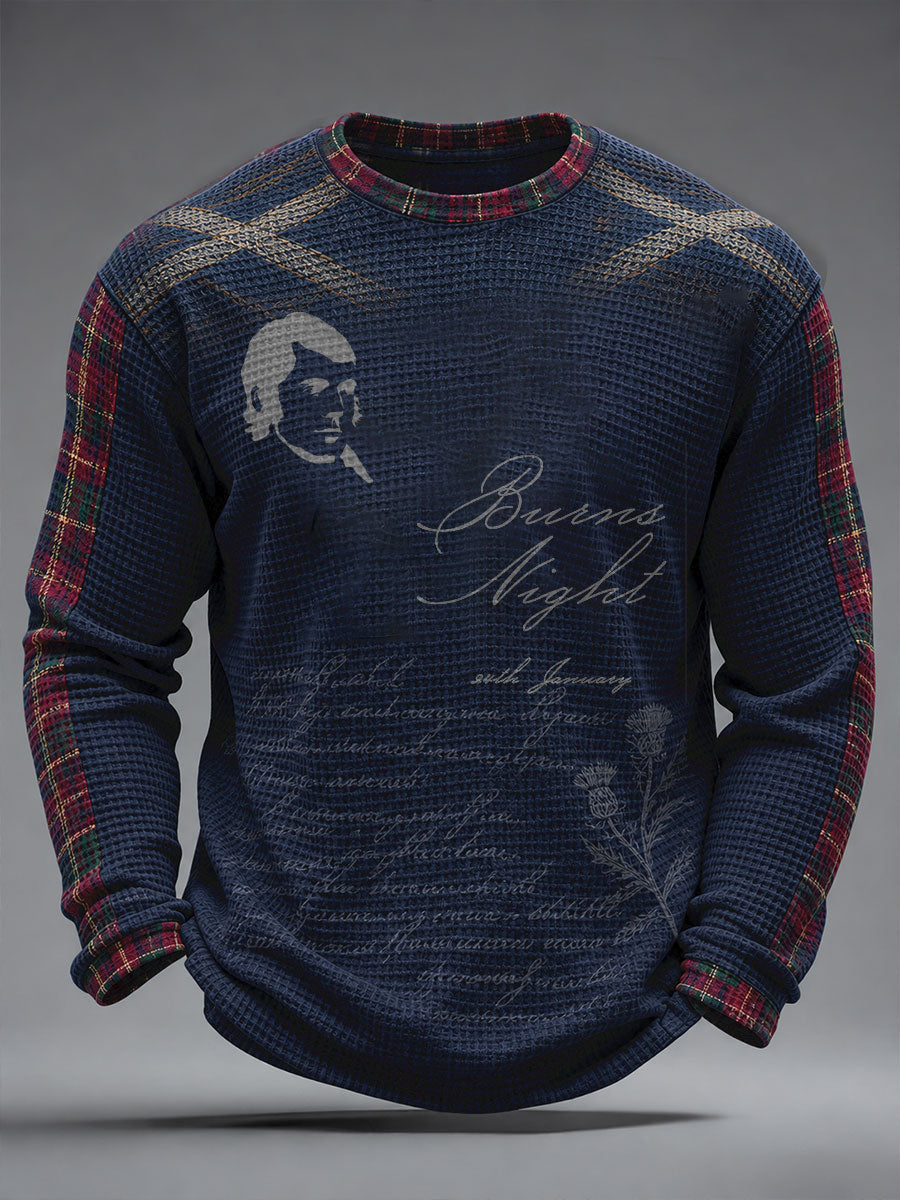 Men's Scotland Burns Night Art Printed Waffle T-Shirt