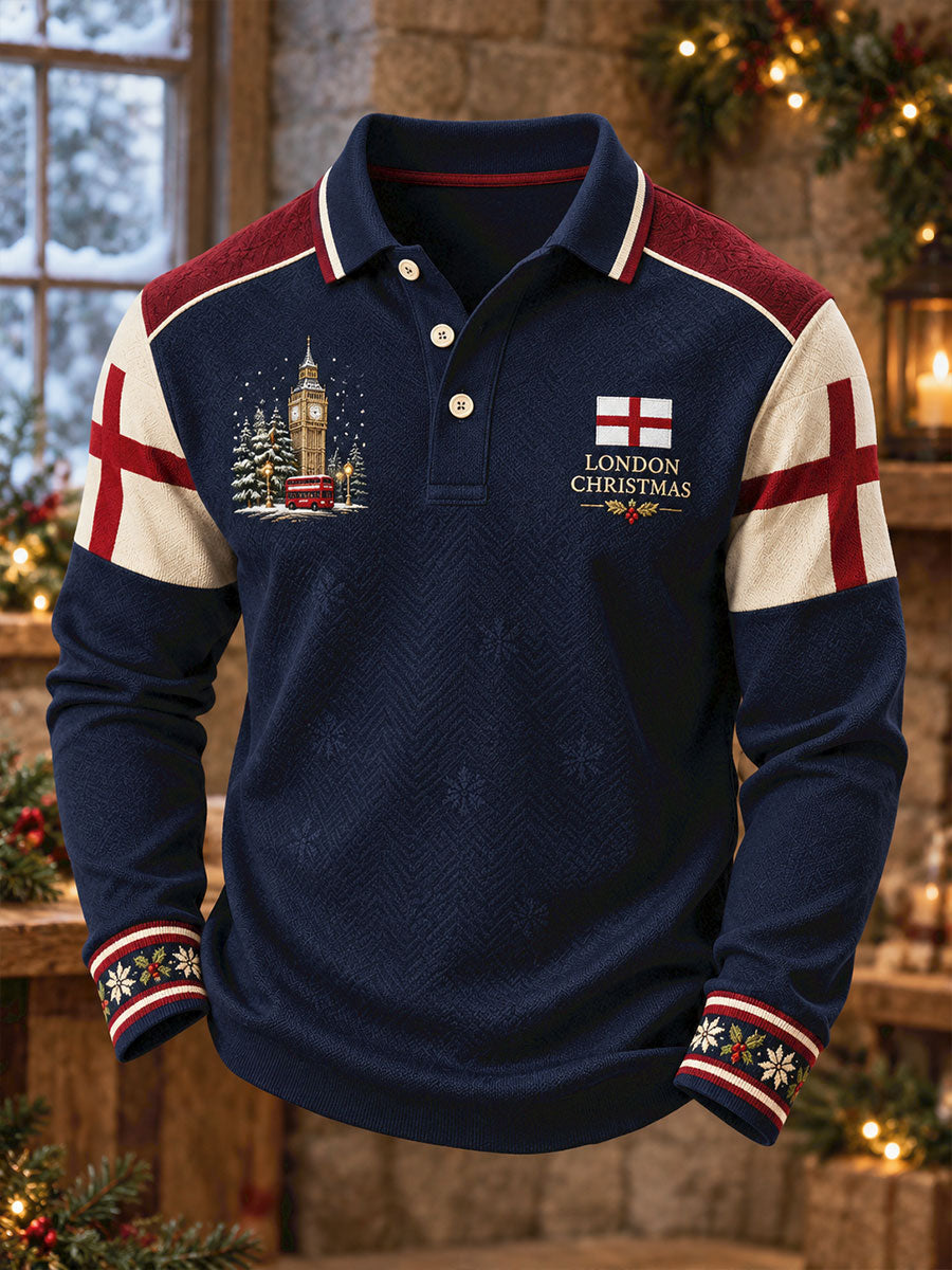 Men's England Christmas Art Printed Casual Tops