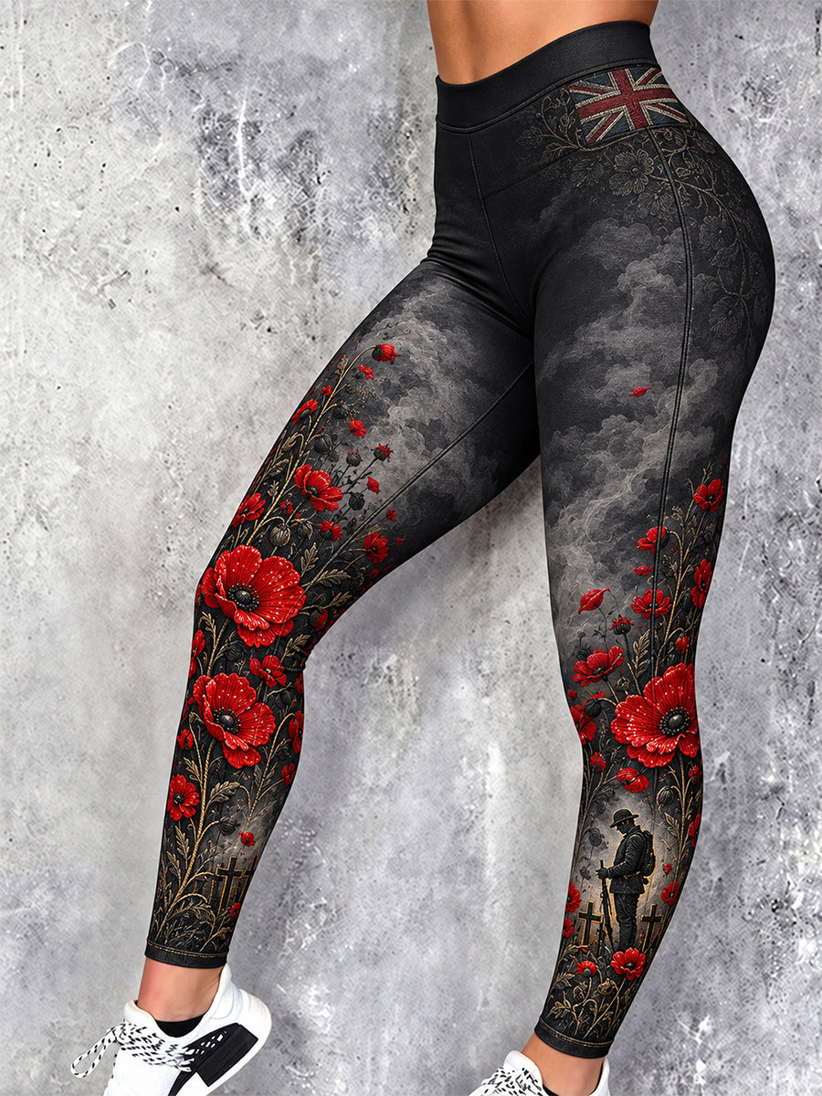 Women's British Veteran Printed Stretch Athletic Leggings