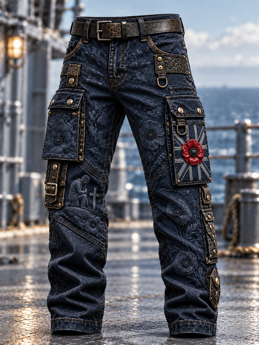 Men's British Veteran Printed Casual Work Trousers