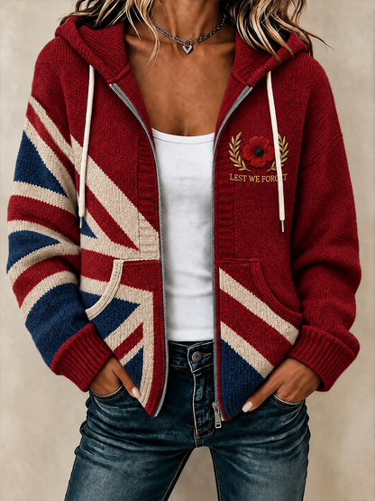 Women's Remembrance Day Woolen Cardigan Coat