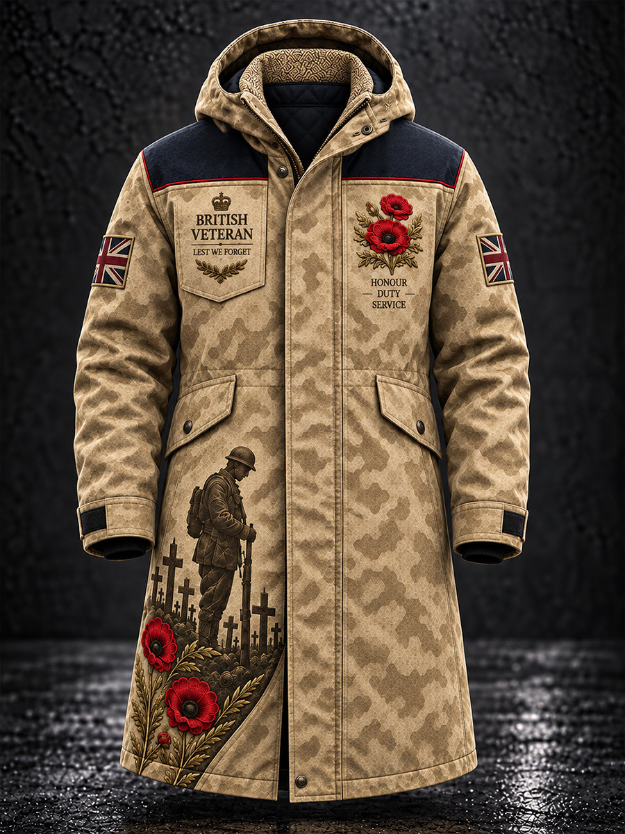 Men's Fleece-Lined Windbreaker With Remembrance Day Themed Print