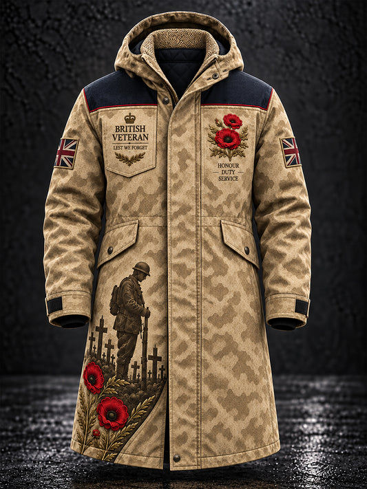 Men's Fleece-Lined Windbreaker With Remembrance Day Themed Print