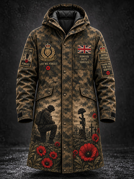 Men's Fleece-Lined Windbreaker With Remembrance Day Themed Print