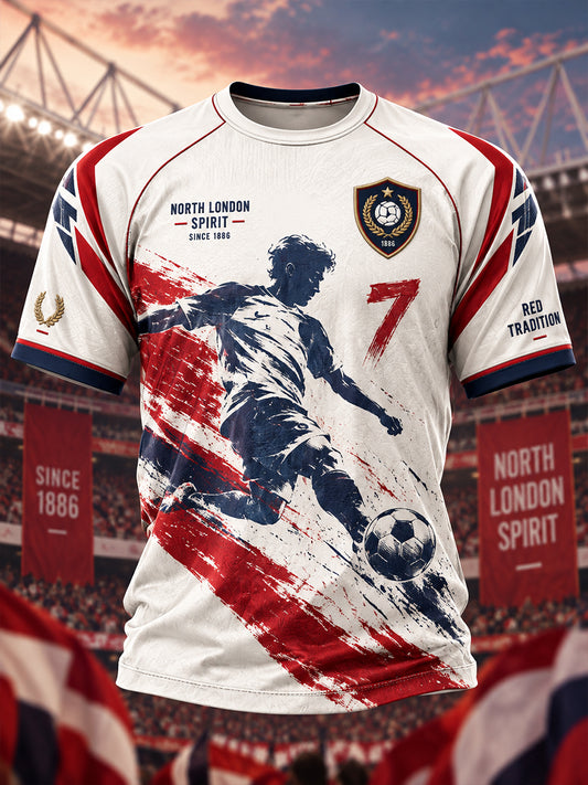 Men's Short-Sleeve Raglan T-Shirt With Soccer-Themed Print