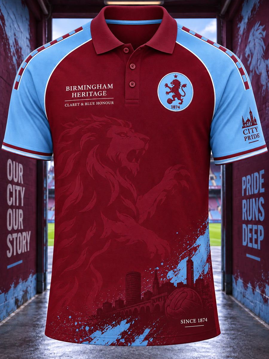 Men's Short-Sleeve Raglan Polo Shirt With Soccer-Themed Print