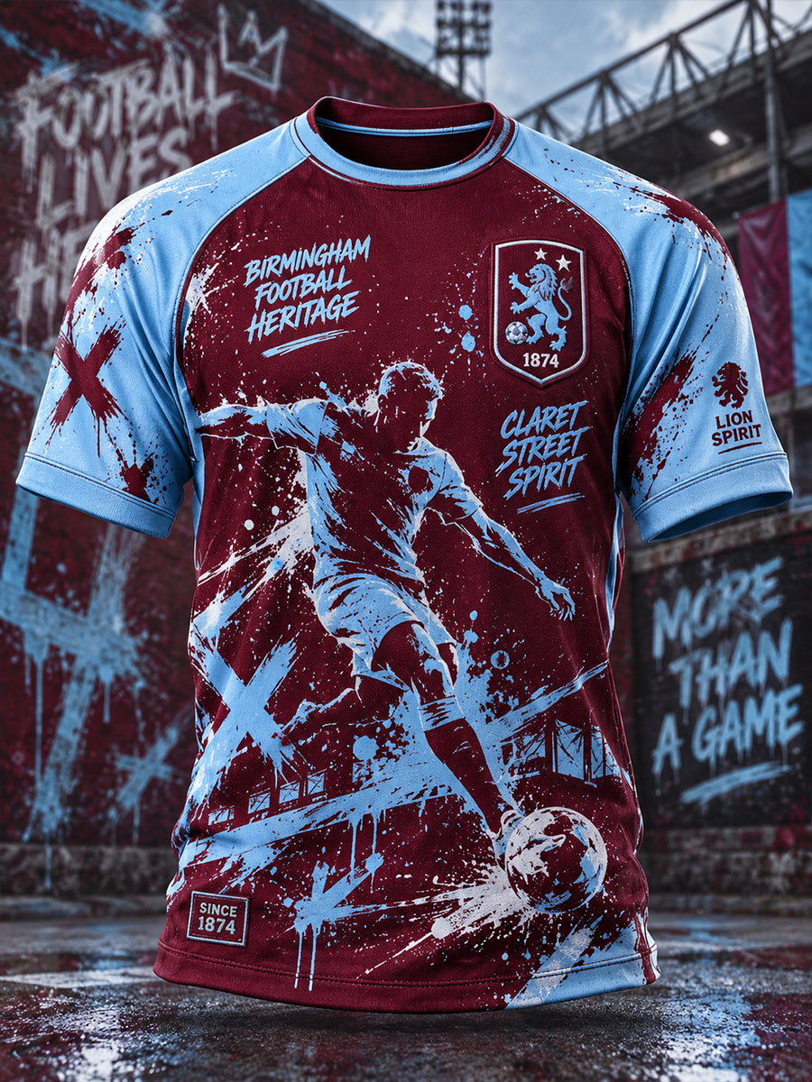 Men's Short-Sleeve Raglan T-Shirt With Soccer-Themed Print