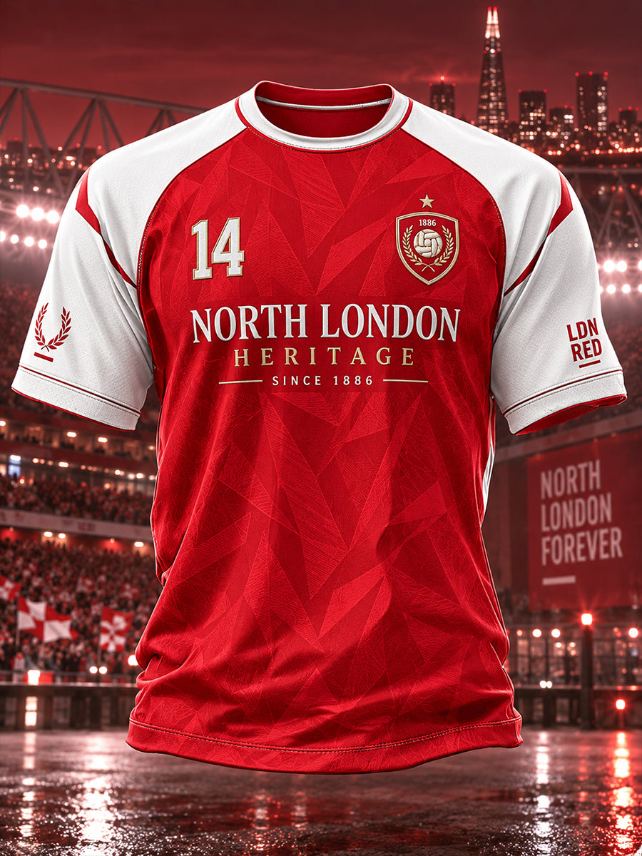 Men's Short-Sleeve Raglan T-Shirt With Soccer-Themed Print