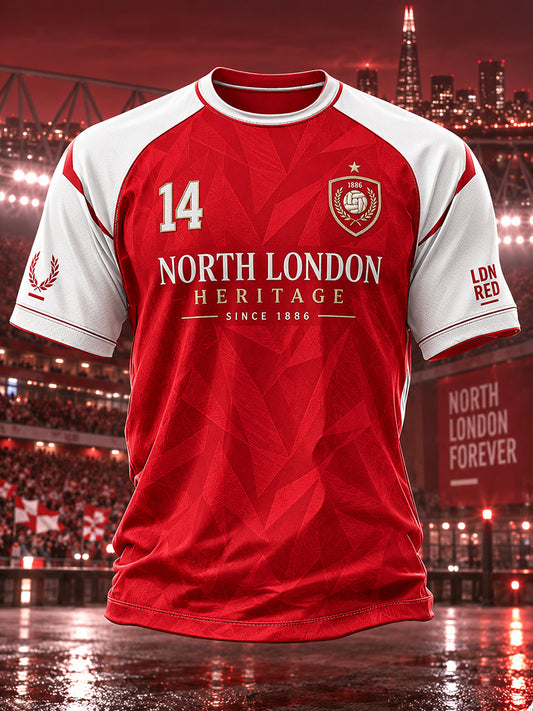 Men's Short-Sleeve Raglan T-Shirt With Soccer-Themed Print