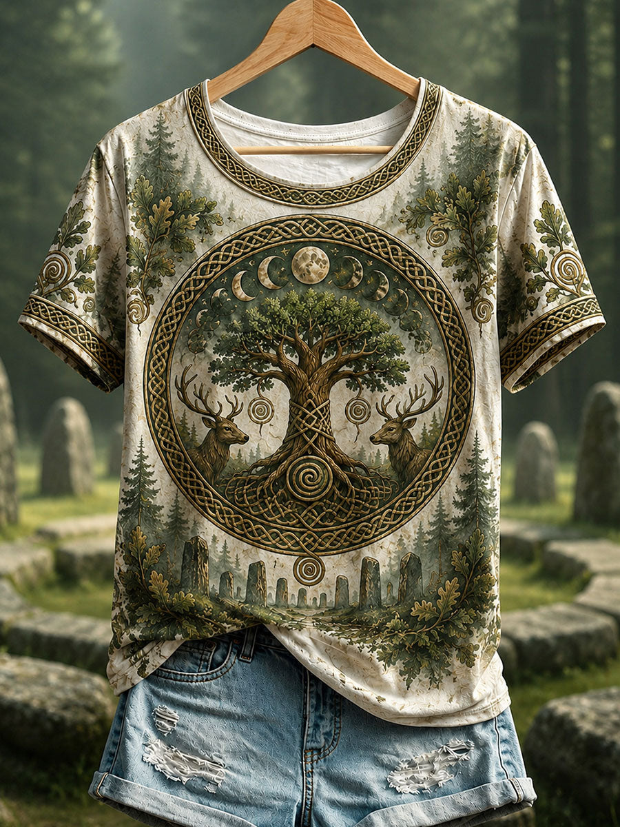 Women's Celtic Print Casual T-shirt