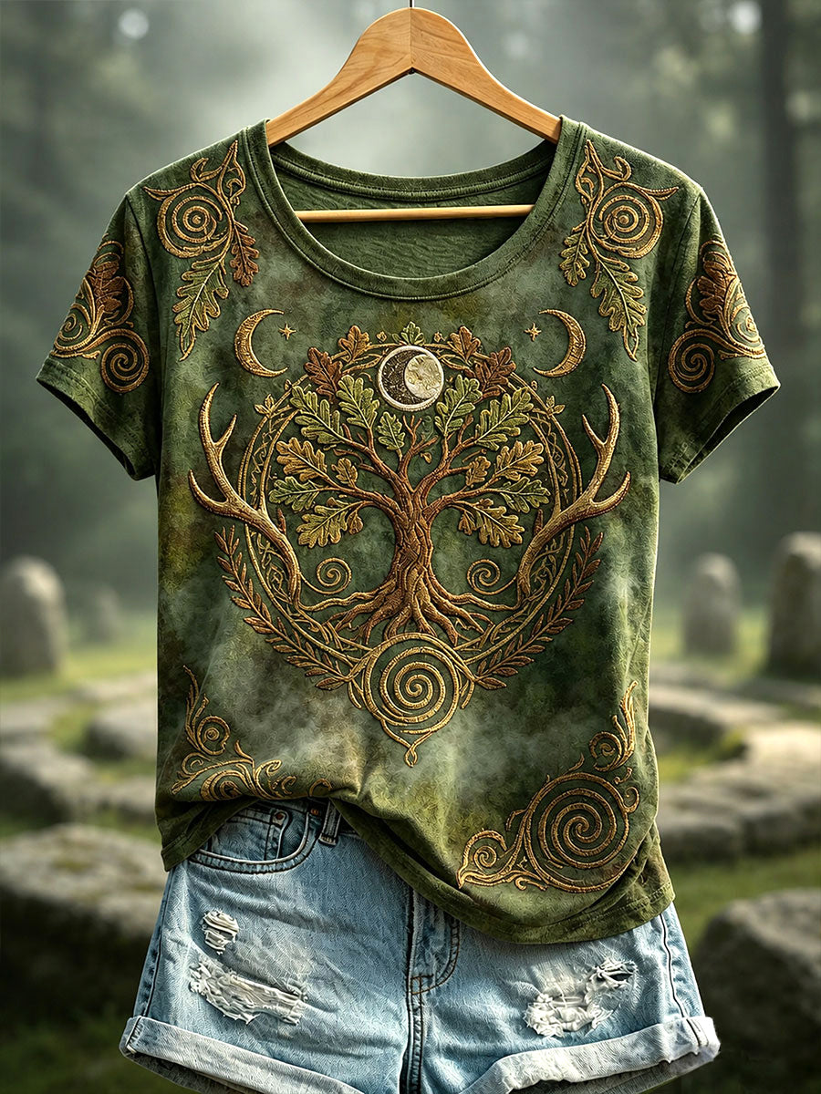 Women's Celtic Print Casual T-shirt