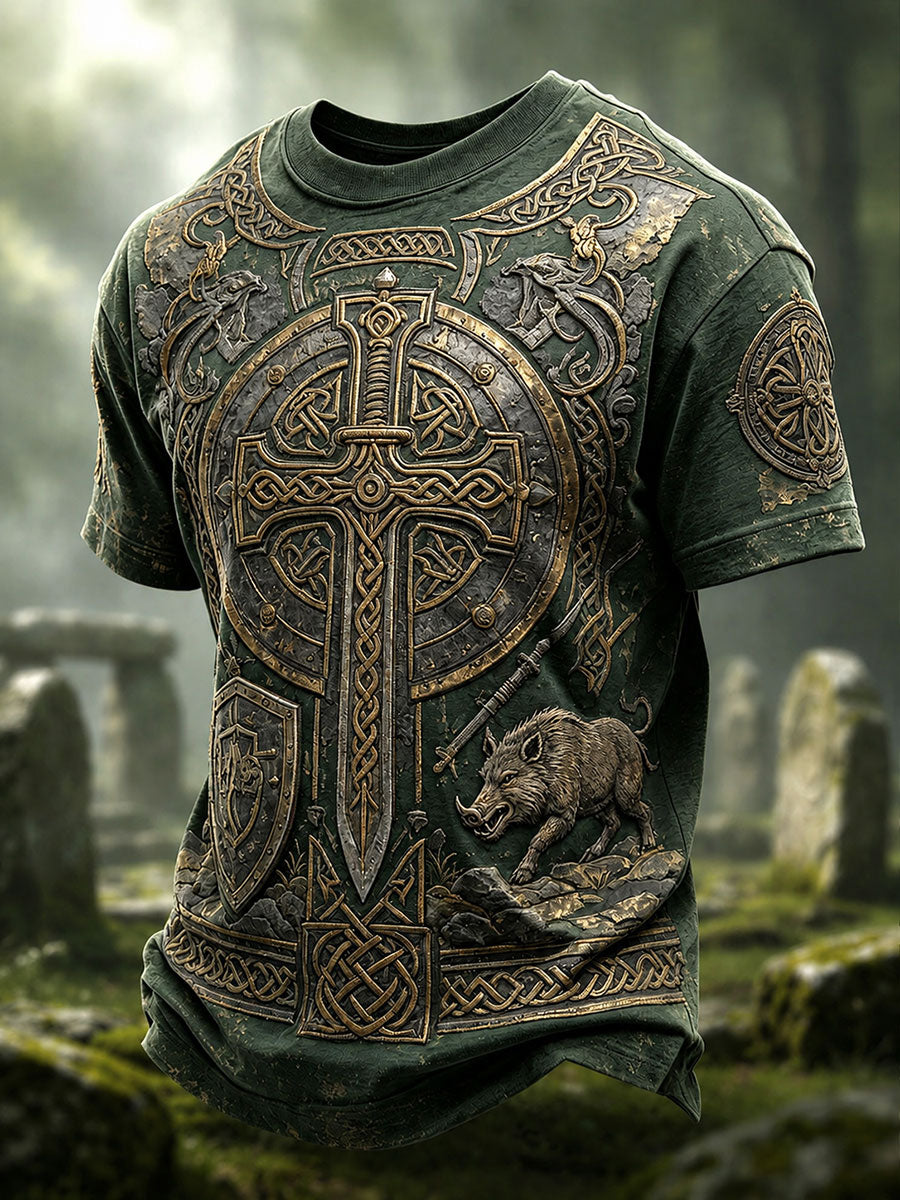 Men's Celtic Print Casual T-shirt