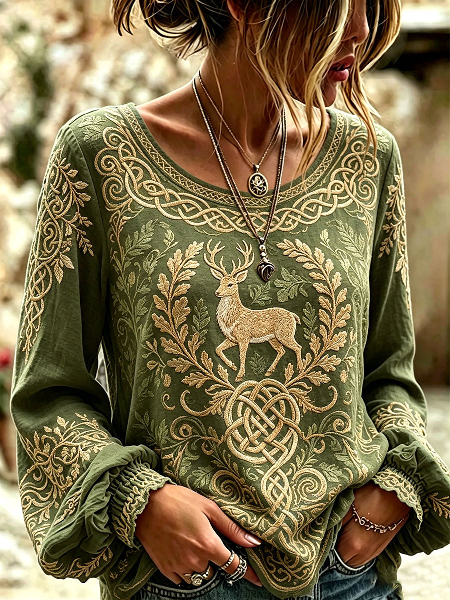 Women's Celtic Print Casual T-shirt