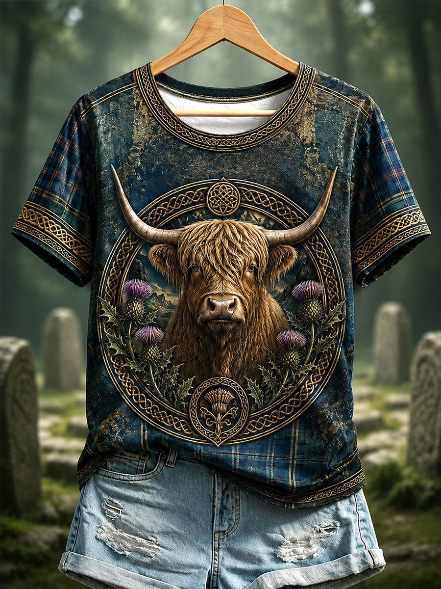 Women's Celtic Print Casual T-shirt