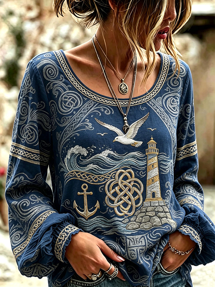 Women's Celtic Print Casual T-shirt