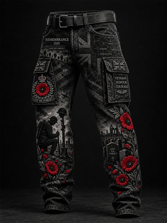 Men's Remembrance Day Lest We Forget Casual Work Trousers