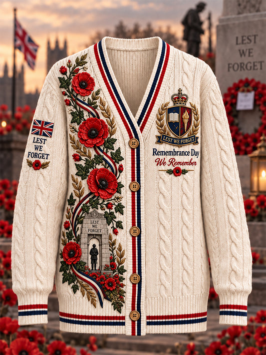 Women's Remembrance Day Lest We Forget Knit Cardigan