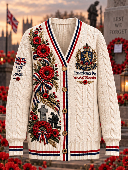 Women's Remembrance Day Lest We Forget Knit Cardigan