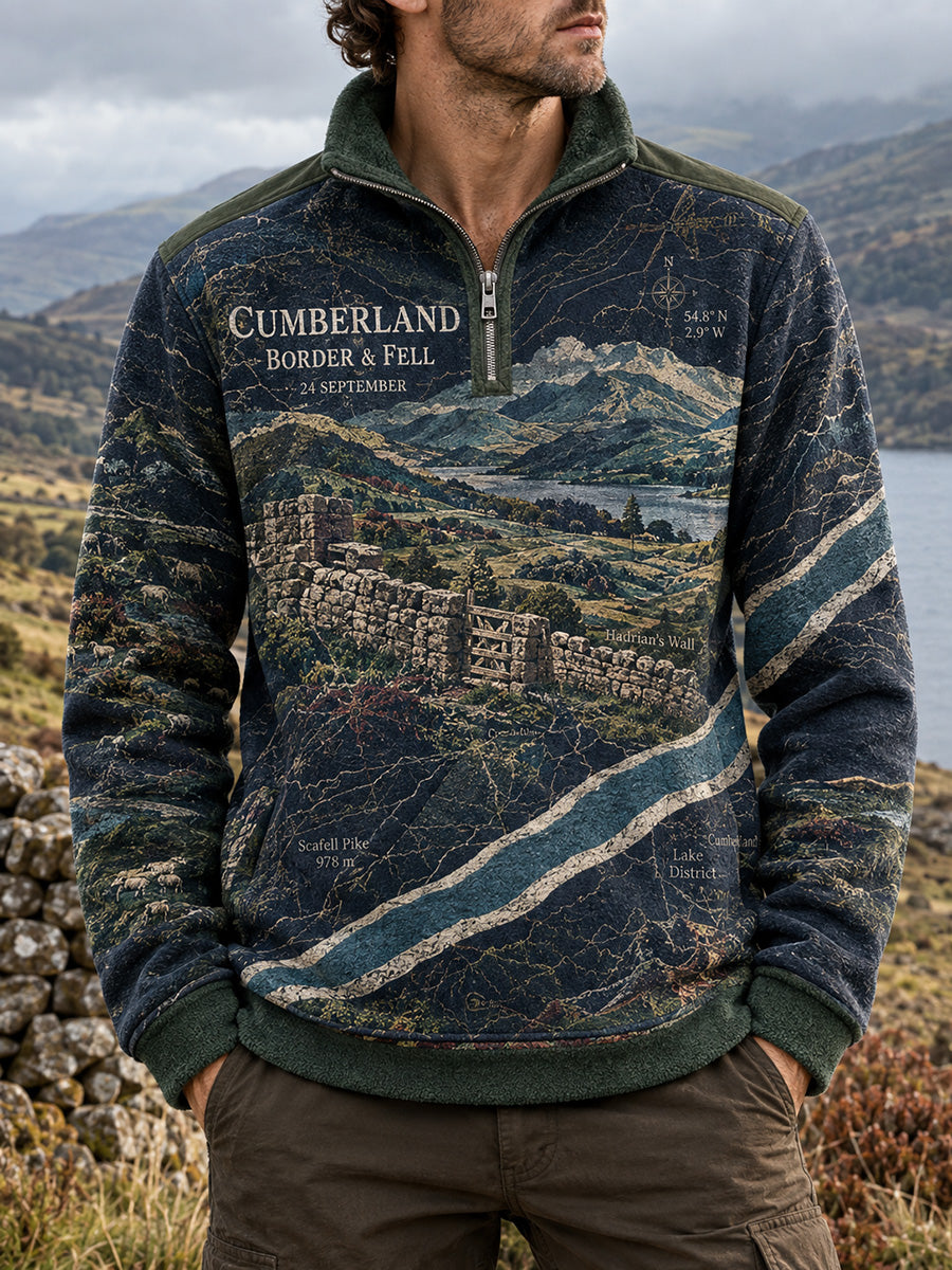 Men's Vintage British Cumberland County Celebration Printed Flannel Top
