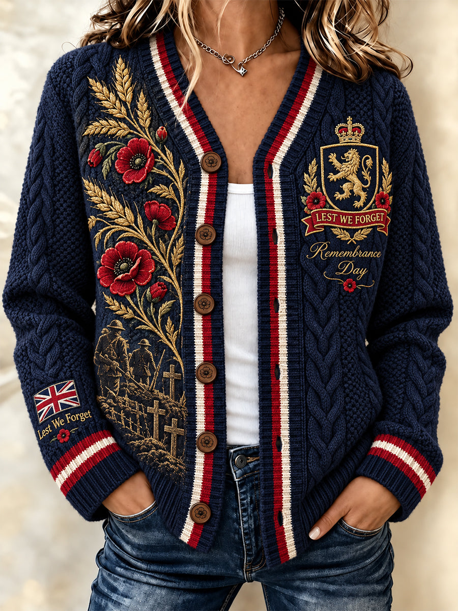 Women's Remembrance Day Lest We Forget Knit Cardigan