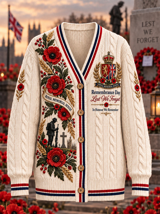 Women's Remembrance Day Lest We Forget Knit Cardigan
