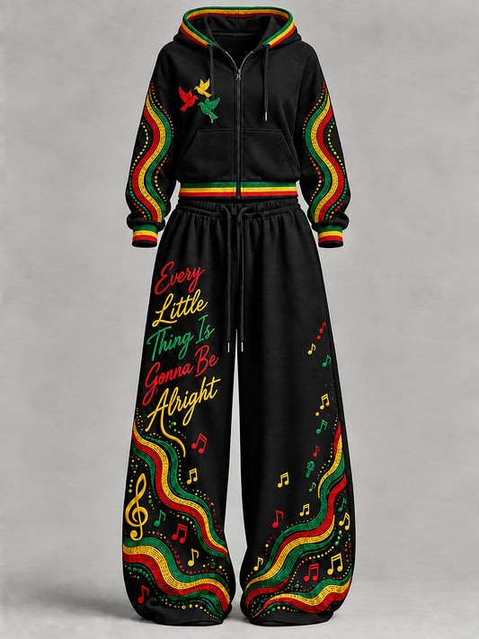 Women's EVERY LITTLE THING IS GONNA BE ALRIGHT Printed Sports Suit