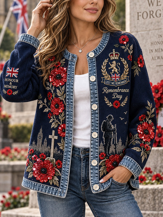 Women's Remembrance Day Commemorative Print Jacket