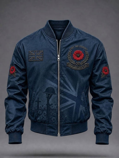 Men's Lest We Forget Print Zip-up Hoodie