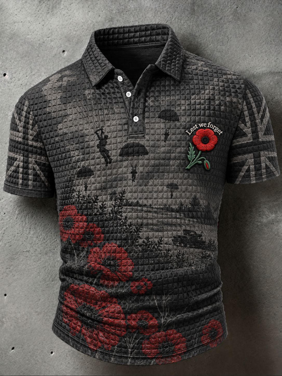 Men's Remembrance Day Lest We Forget polo shirt